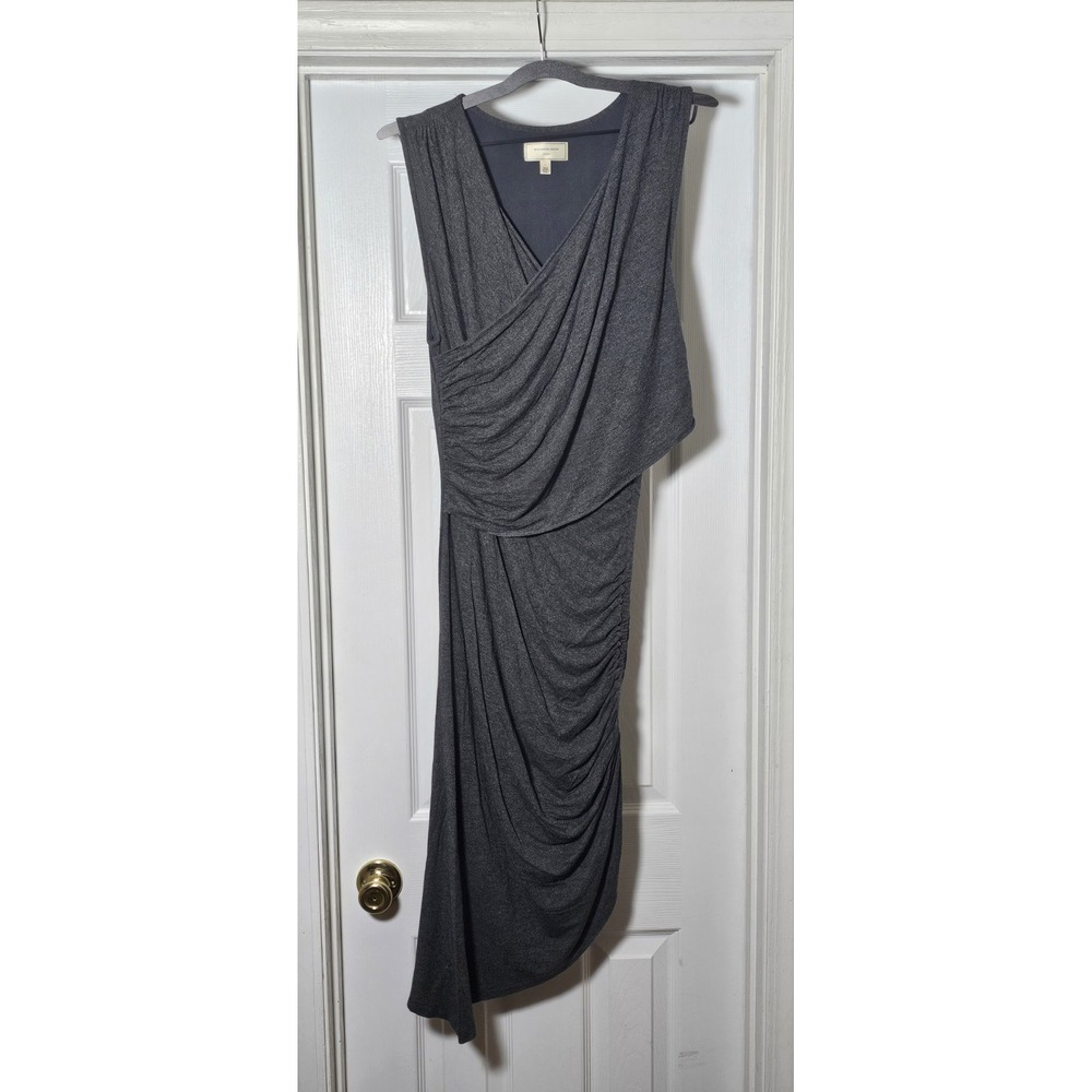 Moulinette‎ Soeurs Anthropologie Ruched Side Assymetrical Dress Size Large Gray
